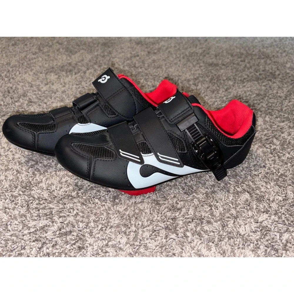 Peloton Cycling Shoes Black Red Size 40 Look Delta Cleats Indoor Spin Shoe